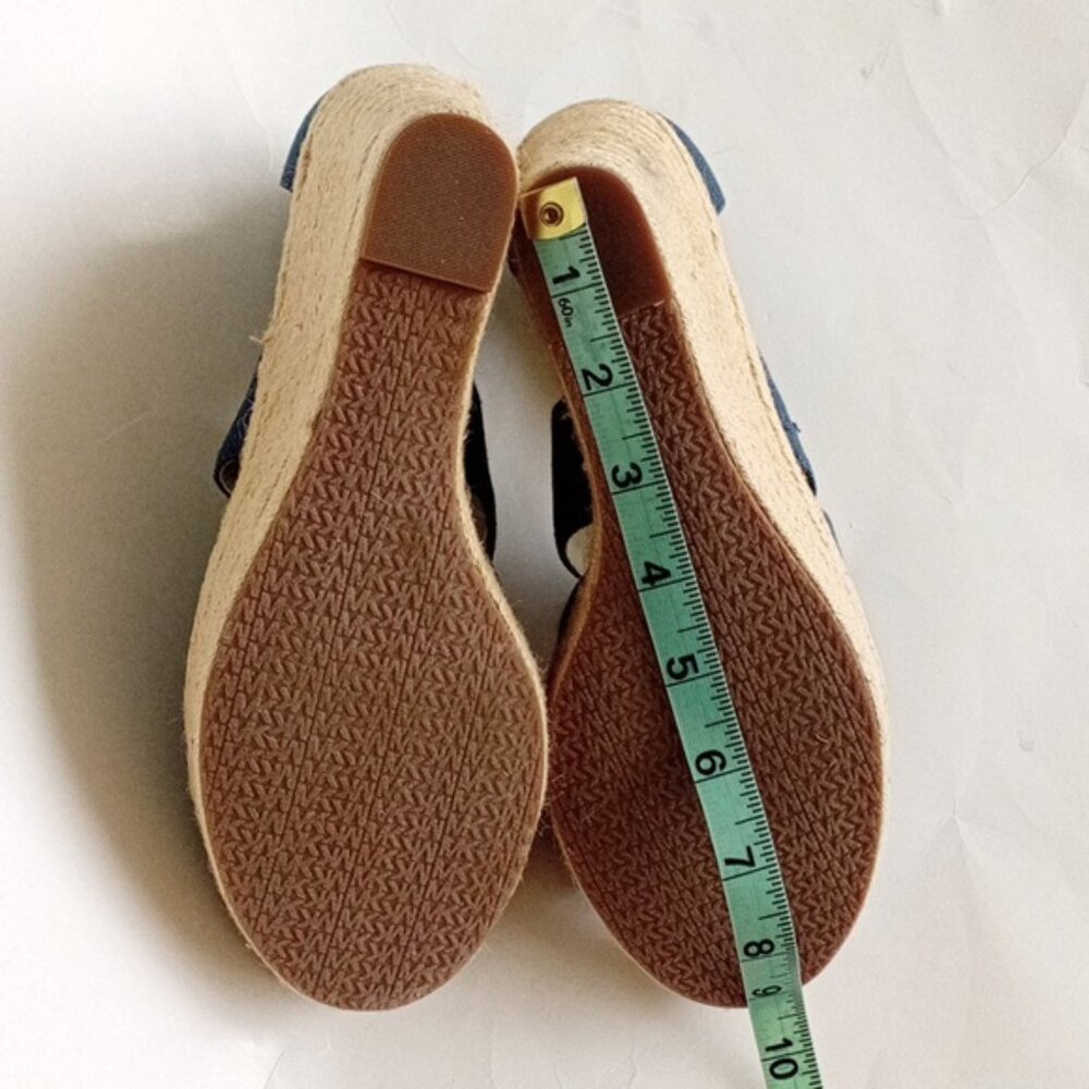 MICHAEL Michael Kors Blue Wedge Espadrille Sandals Gold Zipper Size 10M - Picture 15 of 17